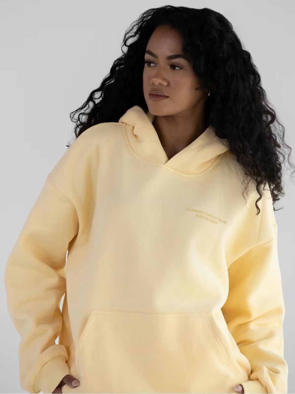 Comfrt Medium Pastel Hoodie - Mega in Canary Yellow